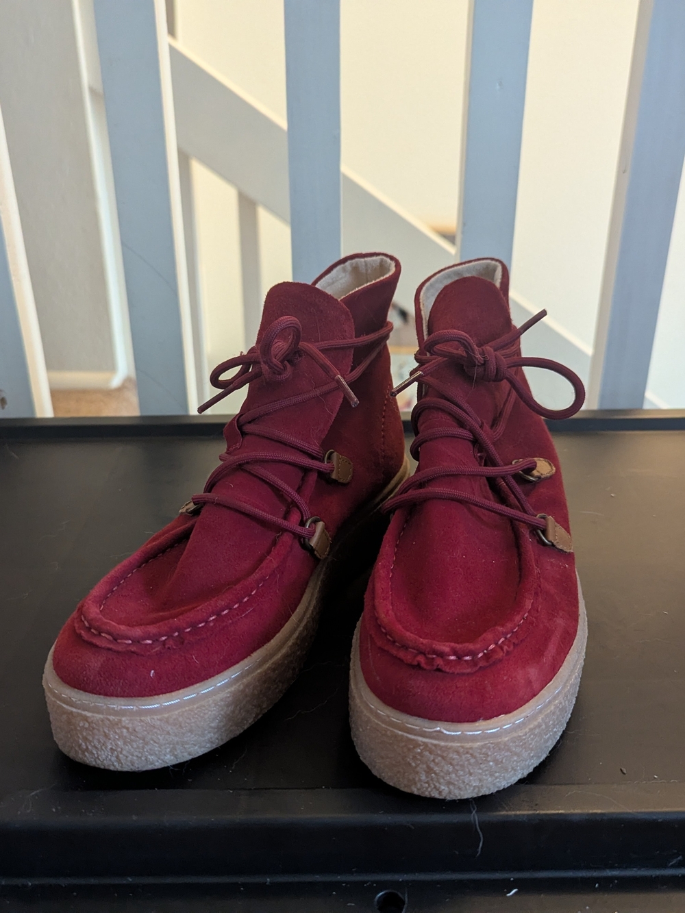 Hush Puppies Burgundy Suede Lace-Up Sneakers